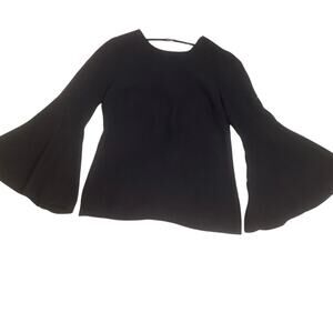 Elizabeth and James NWOT Black Bell Sleeve Scoop Back Top Blouse Evening 0 S